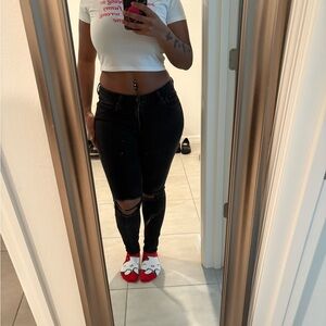 American Eagle Black Distressed Skinny Jeans